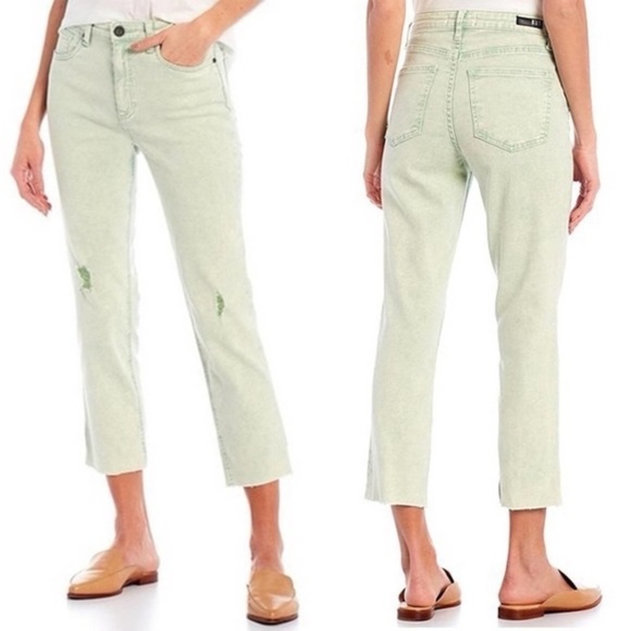 Kut From The Kloth Pastel Green Acid Wash Rachel Mom Jeans - NWT - Size 4 - Picture 2 of 15